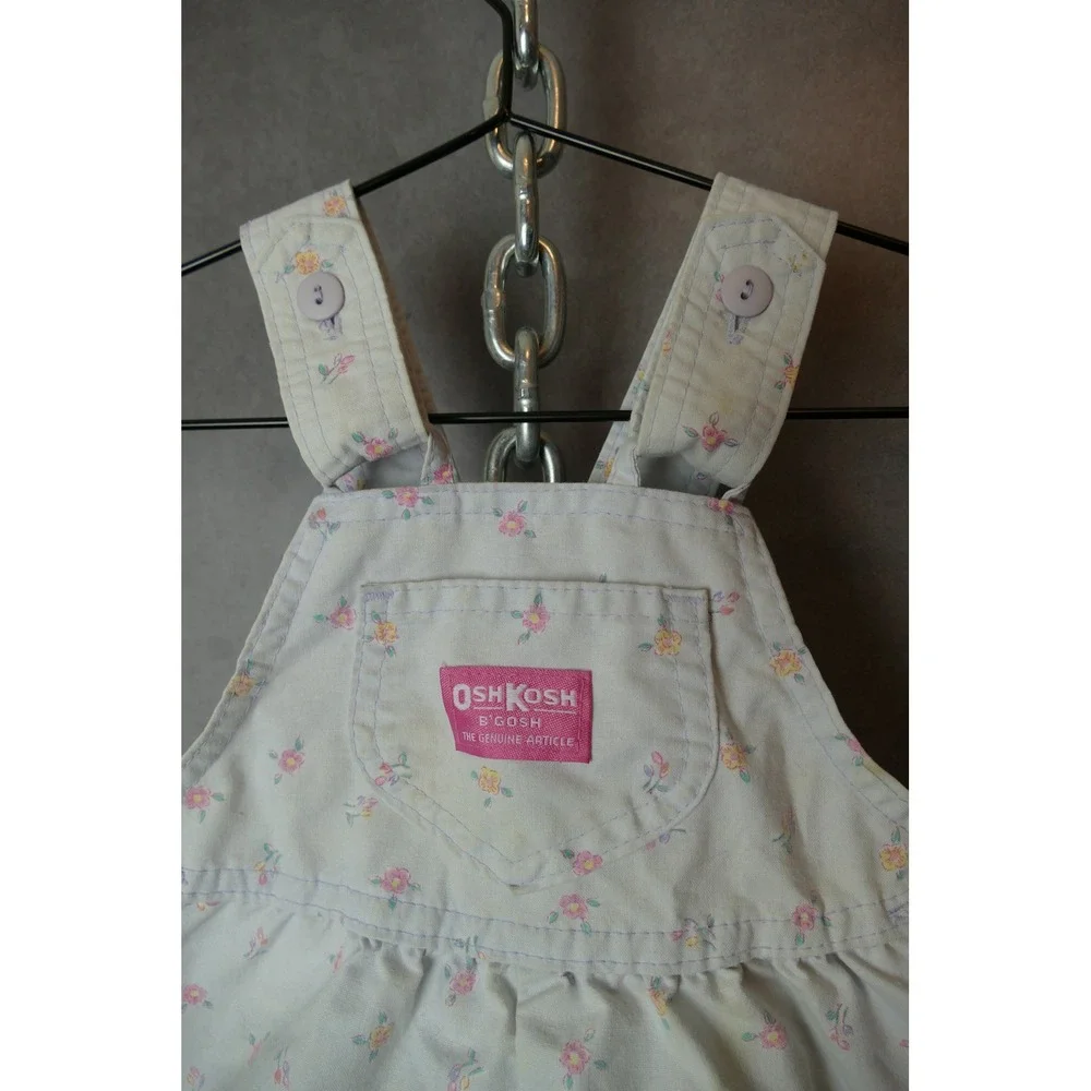 Vintage‎ OshKosh Bgosh Floral Overalls Romper 2T Baby Girl Summer Outfit Cute